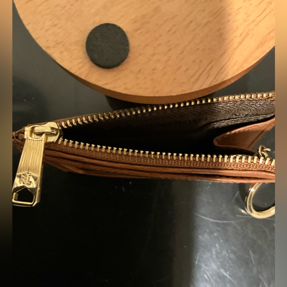 Ralph Lauren Brown Leather Card Holder with Gold Accents Keychain - Picture 6 of 7